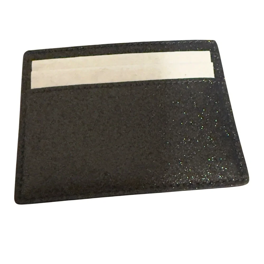 Kate Spade New York Black Glitter Slim Card Holder Wallet New In Box